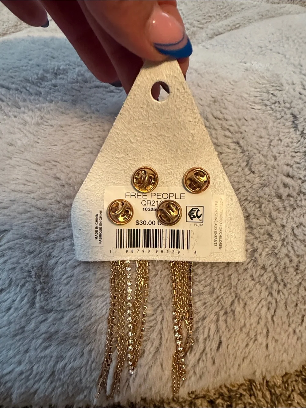 Free People Gold Tassel Brooches with Chain Drops